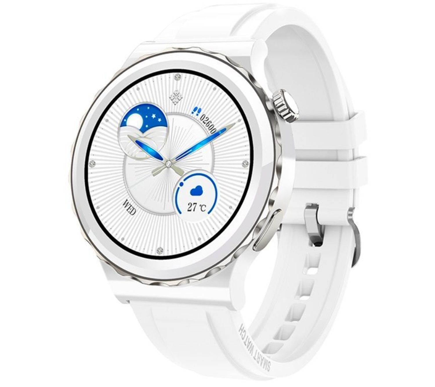 Zegarek damski Smartwatch Rubicon biała ceramiczna bransoleta + pasek RNCE92 z rozmowami. Zegarek damski Smartwatch. Zegarek Rubicon z rozmowami dla kobiety na prezent. Smartwatch damski z bransoletą i paskiem. Smartwatch Rubicon damski (3).jpg